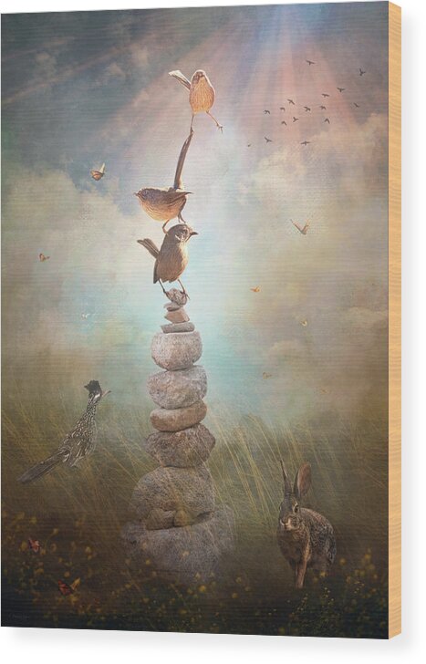 Wrens Wood Print featuring the digital art Happy Wrensday by Nicole Wilde