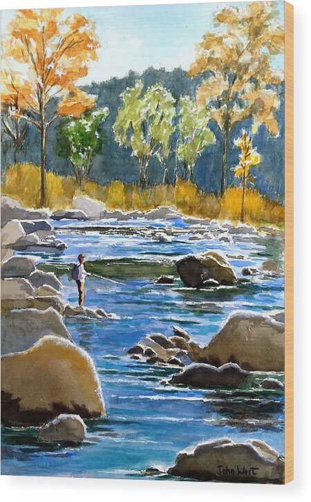 Pedernales Park Wood Print featuring the painting Pedernales River by John West