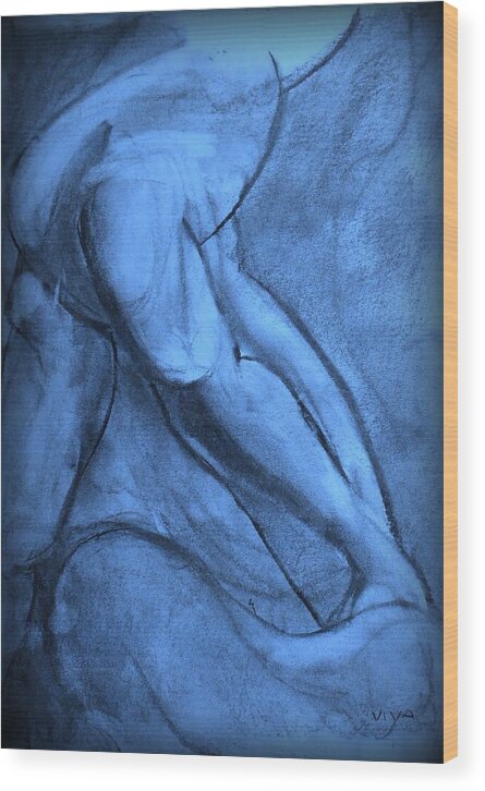 Nude Wood Print featuring the drawing Pentimenti by VIVA Anderson