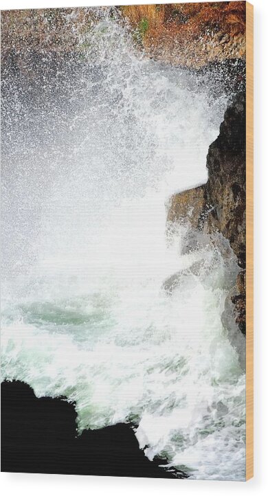 Cape Wood Print featuring the photograph Devils Churn Wave 21366 by Jerry Sodorff