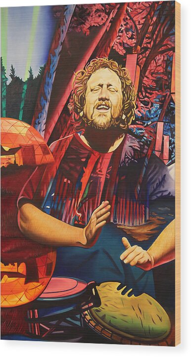 The String Cheese Incident Wood Print featuring the painting Jason Hann at Horning's Hideout by Joshua Morton