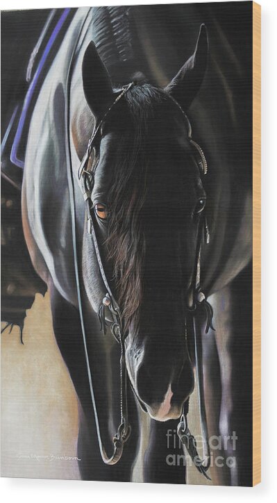 Aqha Wood Print featuring the pastel Any Time...Any Place by Joni Beinborn
