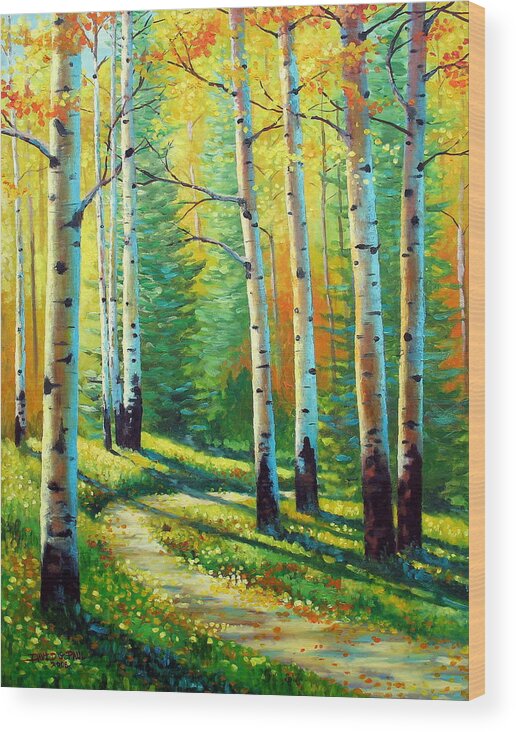 Landscape Wood Print featuring the painting Colors Of The Season by David G Paul