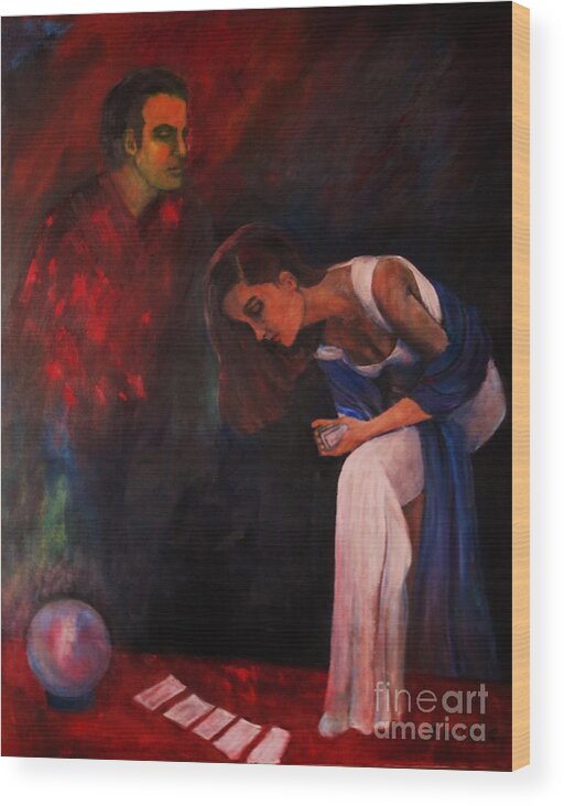Fortune-telling Wood Print featuring the painting Asking The Fate by Dagmar Helbig