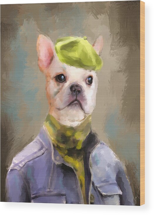 Art Wood Print featuring the painting Chic French Bulldog by Jai Johnson