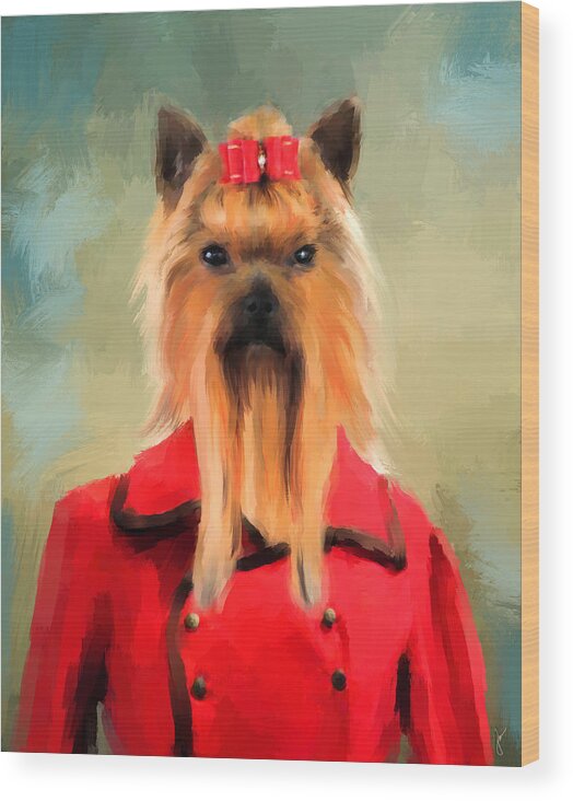 Yorkie Wood Print featuring the painting Chic Yorkshire Terrier by Jai Johnson