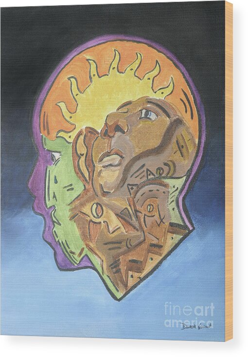 Face Wood Print featuring the painting Fear of the Unknown by Dwayne Glapion