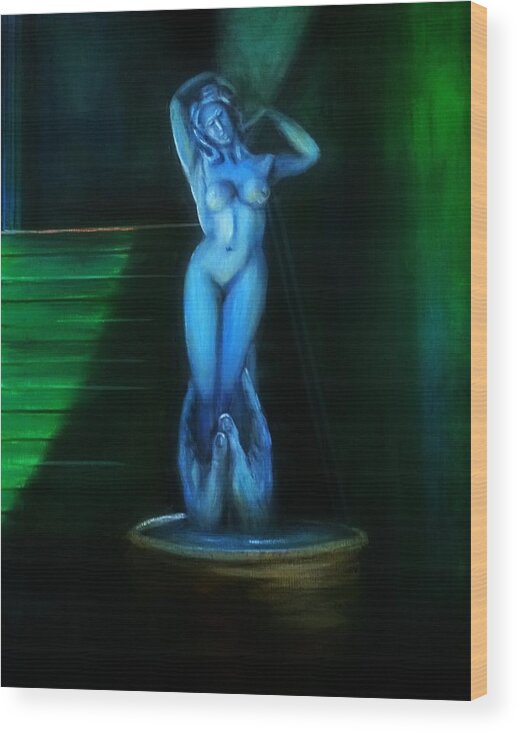 Statue In The Light Wood Print featuring the painting Lee's picture by Larry Palmer