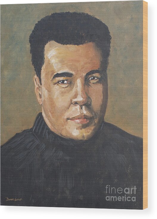 Dwayne Glapion Wood Print featuring the painting Muhammad Ali/The Greatest by Dwayne Glapion