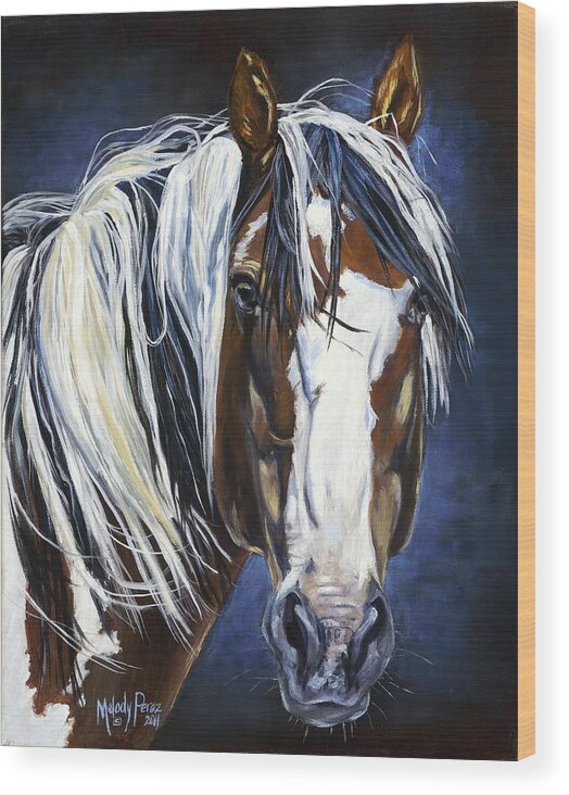 Mustang Wood Print featuring the painting 'Picasso's Inspiration' by Melody Perez