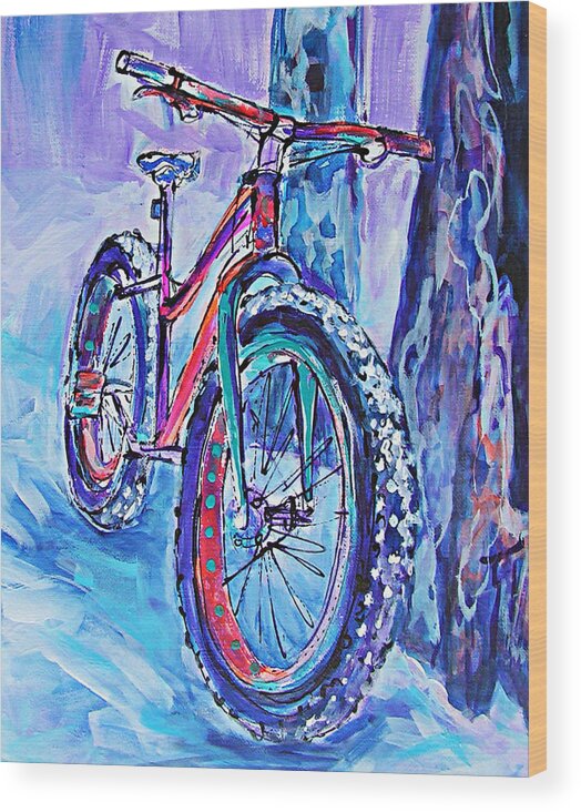 Bike Wood Print featuring the painting Snow Jam by Judy Rogan