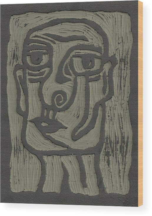 The Head Linoleum Block Carving Wood Print by Shawn Vincelette - Fine Art  America
