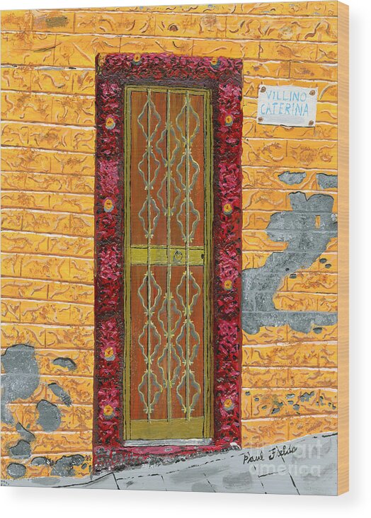 Door Wood Print featuring the painting Villino Caterina in Cinque Terra by Paul Fields