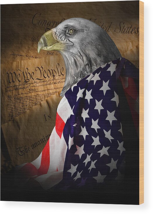 Eagle Wood Print featuring the photograph We The People by Tom Mc Nemar