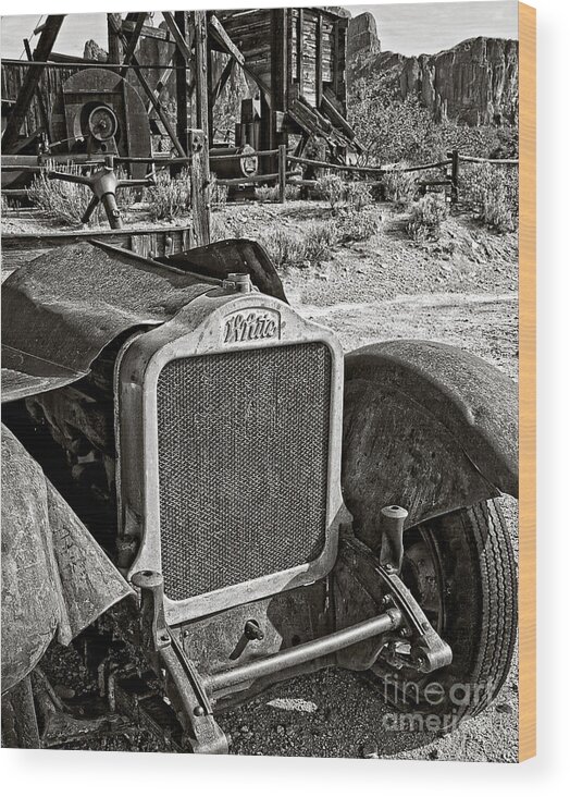 Old Truck Wood Print featuring the photograph White Heat in Black and White by Lee Craig