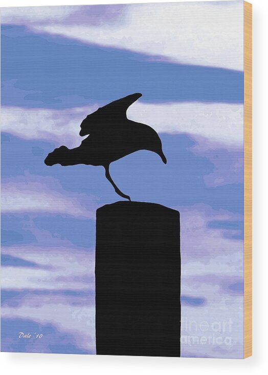  Wood Print featuring the digital art Gull Silhouette #1 by Dale  Ford