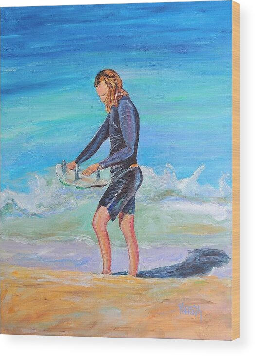  Surf Paintings Wood Print featuring the painting Noah by Patricia Piffath