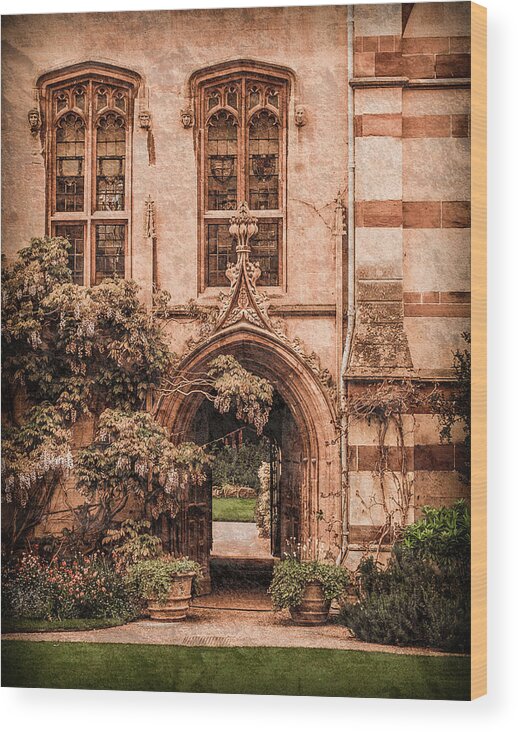 Balliol College Wood Print featuring the photograph Oxford, England - Balliol Gate by Mark Forte