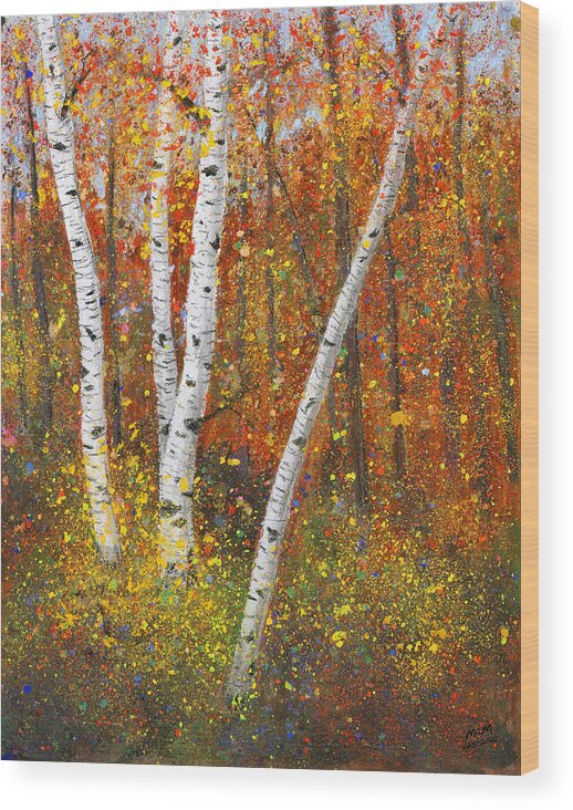 Birches Wood Print featuring the painting Birches by Garry McMichael