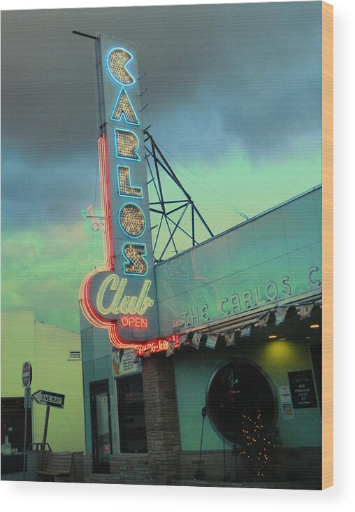 Signs Wood Print featuring the photograph Carlos Club by Kathleen Grace