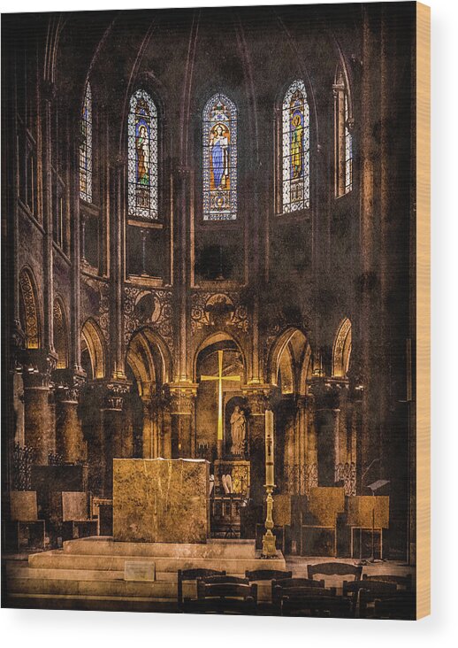 Paris Wood Print featuring the photograph Paris, France - Gold Cross - St Germain des Pres by Mark Forte