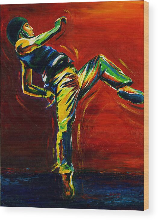Dance Wood Print featuring the painting Hip Hop by Shevon Johnson