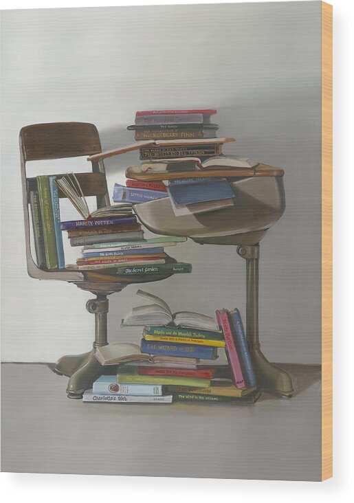 Grade School Desk Wood Print featuring the painting The Incredible Journey by Gail Chandler
