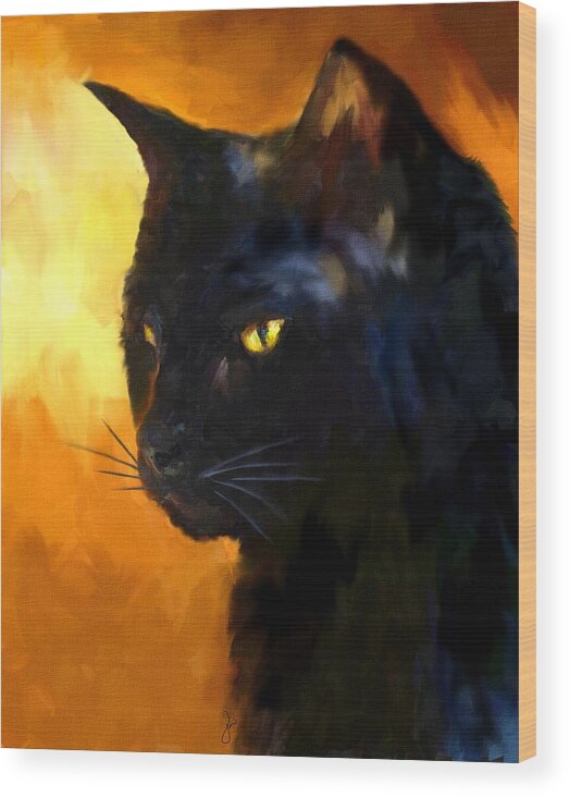 Cat Wood Print featuring the painting The Master by Jai Johnson