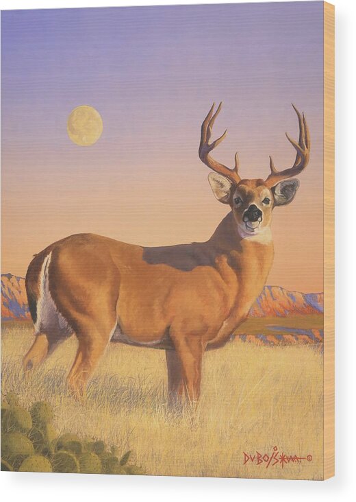 Deer Wood Print featuring the painting The Stag by Howard Dubois