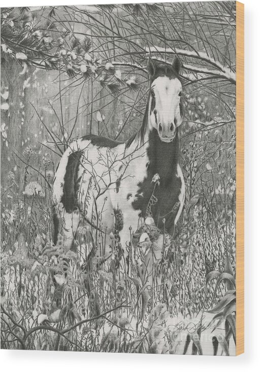 Horse Wood Print featuring the drawing Tinman by Barby Schacher