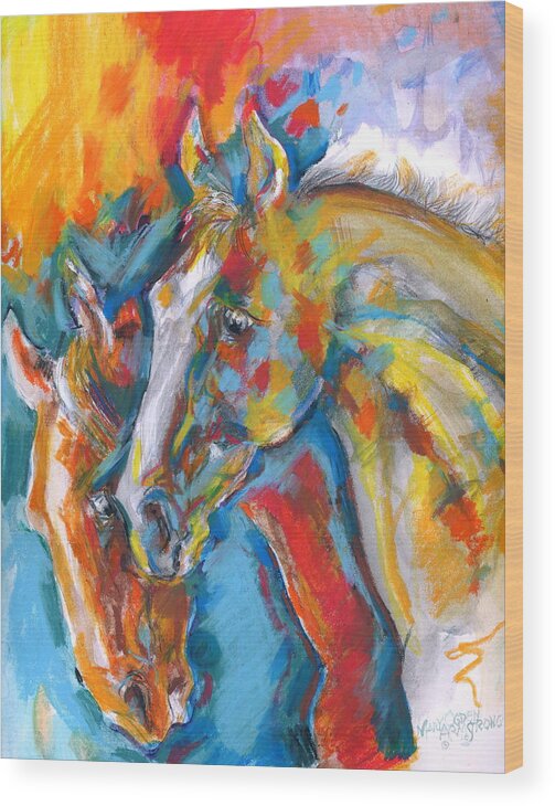 Equine Wood Print featuring the painting Two beauties by Mary Armstrong