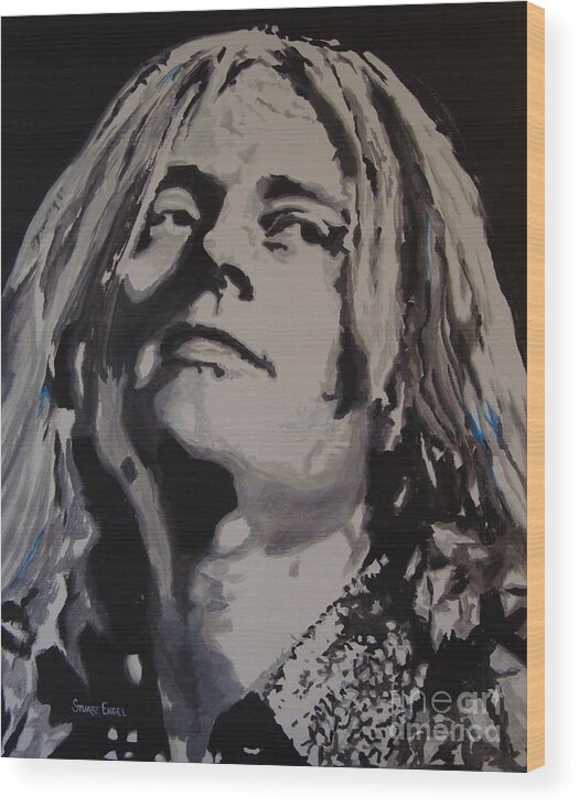 Led Zeppelin Wood Print featuring the painting Wait A Little While by Stuart Engel