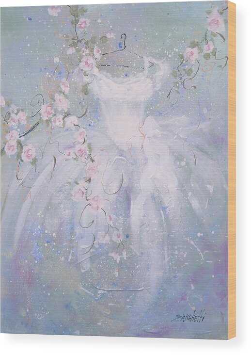 White Dress Wood Print featuring the painting Whimsy by Laura Lee Zanghetti