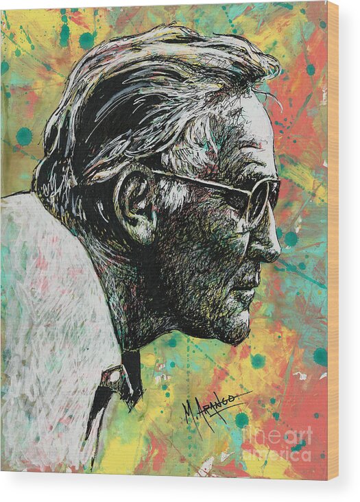 Don Shula Wood Print featuring the painting The Profile by Maria Arango