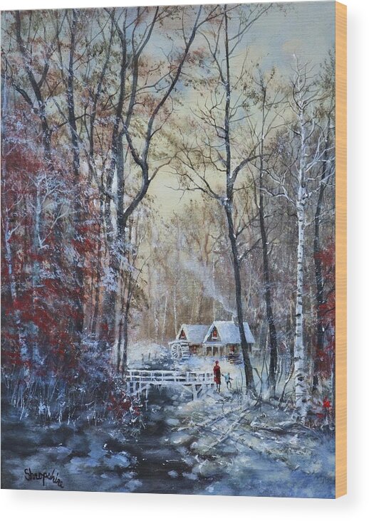 Currier And Ives Wood Print featuring the painting Classic Snow Scene by Tom Shropshire