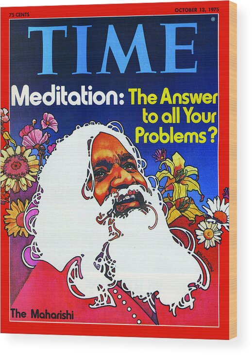 Other Wood Print featuring the photograph Meditation - The Answer to all Your Problems? The Maharishi, by Time