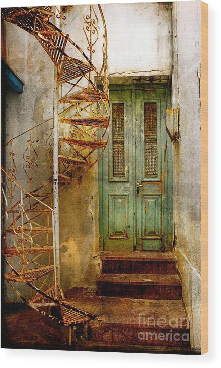 Green Wood Print featuring the photograph Green Door #1 by Stacey Granger