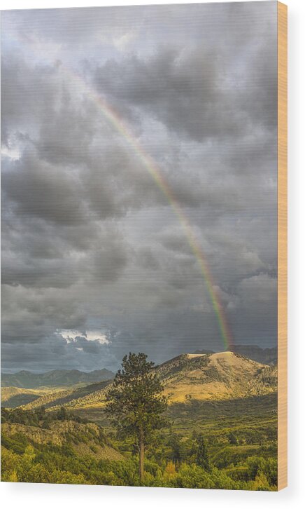 Art Wood Print featuring the photograph Dallas Divide Rainbow by Jon Glaser