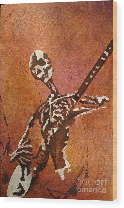 Day Of The Dead Wood Print featuring the painting Day of the Shred by Stuart Engel