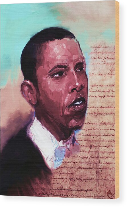 President Obama Wood Print featuring the digital art Forty Fourth by Howard Barry