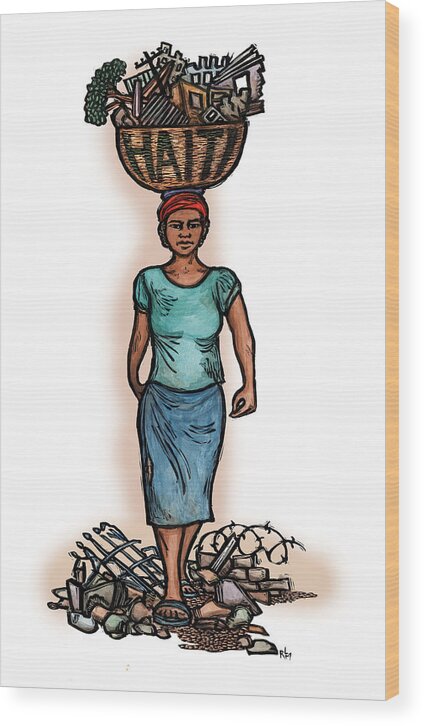 Haiti Wood Print featuring the mixed media Haiti by Ricardo Levins Morales