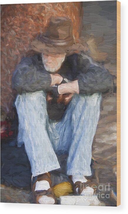 Painterly Effect Wood Print featuring the photograph Man in akubra by Sheila Smart Fine Art Photography