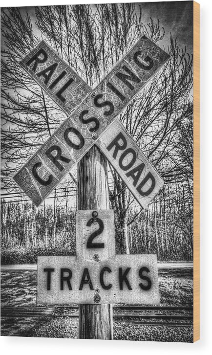 Railroad Wood Print featuring the photograph Railroad Crossing by Spencer McDonald