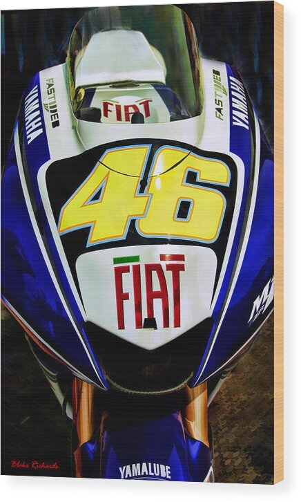 Moto Gp Wood Print featuring the photograph Rossi Yamaha by Blake Richards