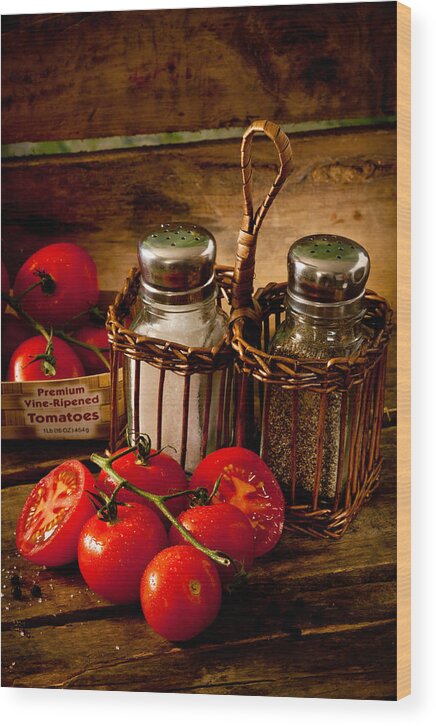 Tomatoes Wood Print featuring the photograph Tomatoes3676 by Matthew Pace