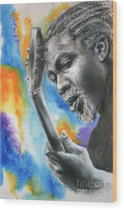 Jazz Wood Print featuring the mixed media Blues Guitar 1 by Gary Williams