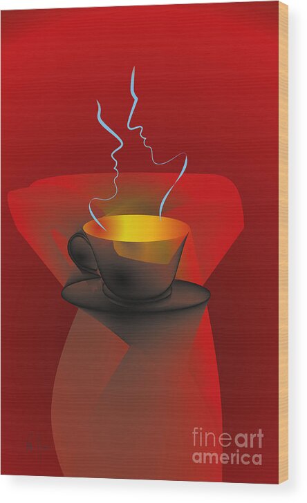 Digital Art Wood Print featuring the digital art Hot Coffee by Leo Symon