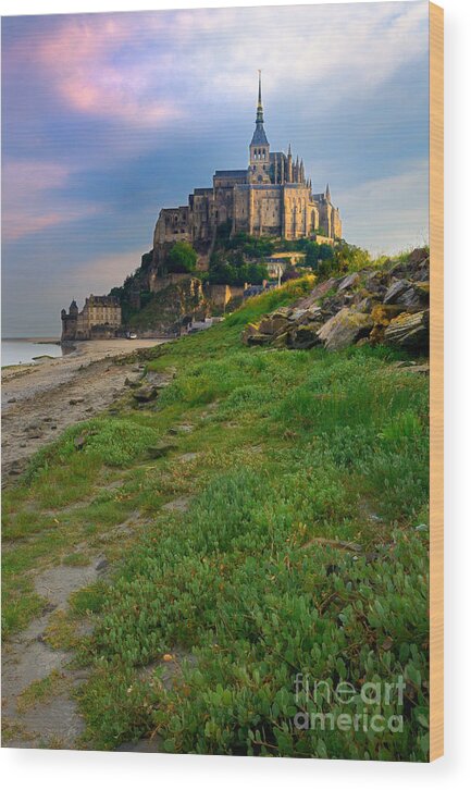 France Wood Print featuring the photograph Mont-Saint-Michel France by Laurent Lucuix