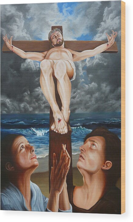 Christ Wood Print featuring the painting Behold Your Son by Vic Ritchey