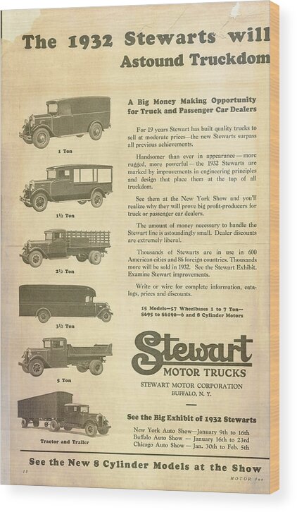 Stewart Wood Print featuring the photograph 1932 Stewarts Ad by Bill Dutting